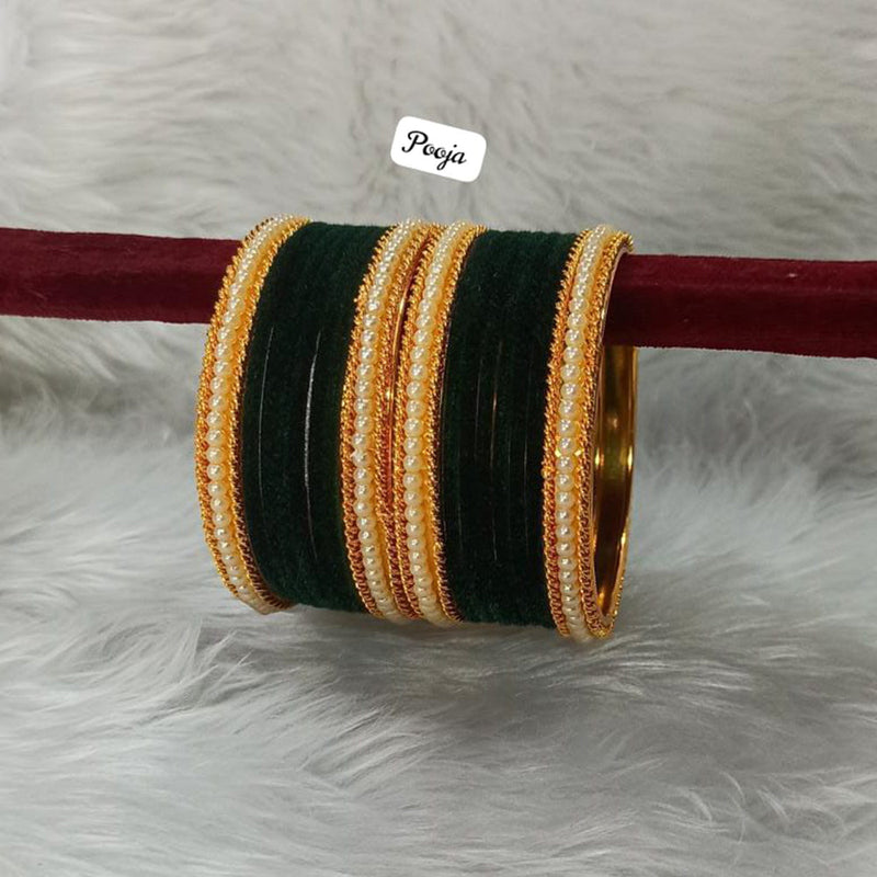 Pooja Bangles Gold Plated Velvet Bangles Set