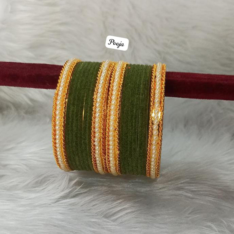 Pooja Bangles Gold Plated Velvet Bangles Set