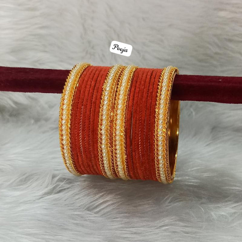 Pooja Bangles Gold Plated Velvet Bangles Set