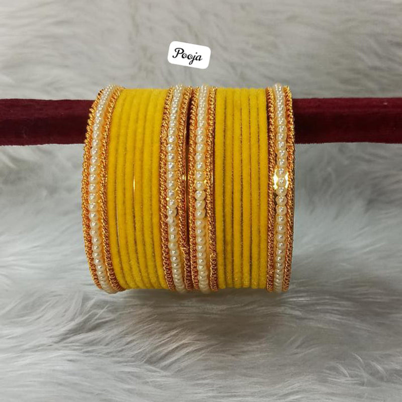 Pooja Bangles Gold Plated Velvet Bangles Set