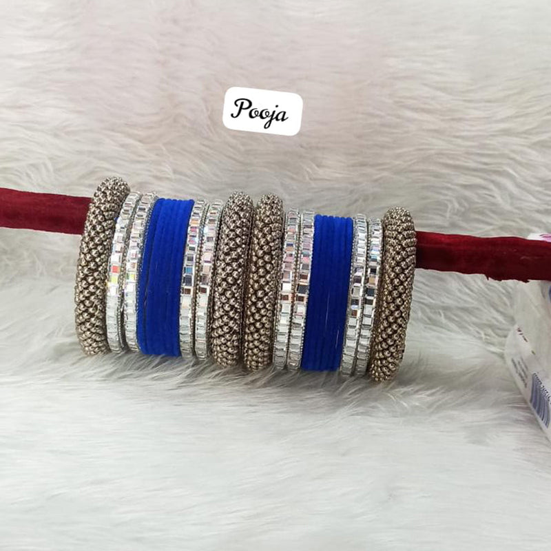 Pooja Bangles Silver Plated Velvet Bangles Set