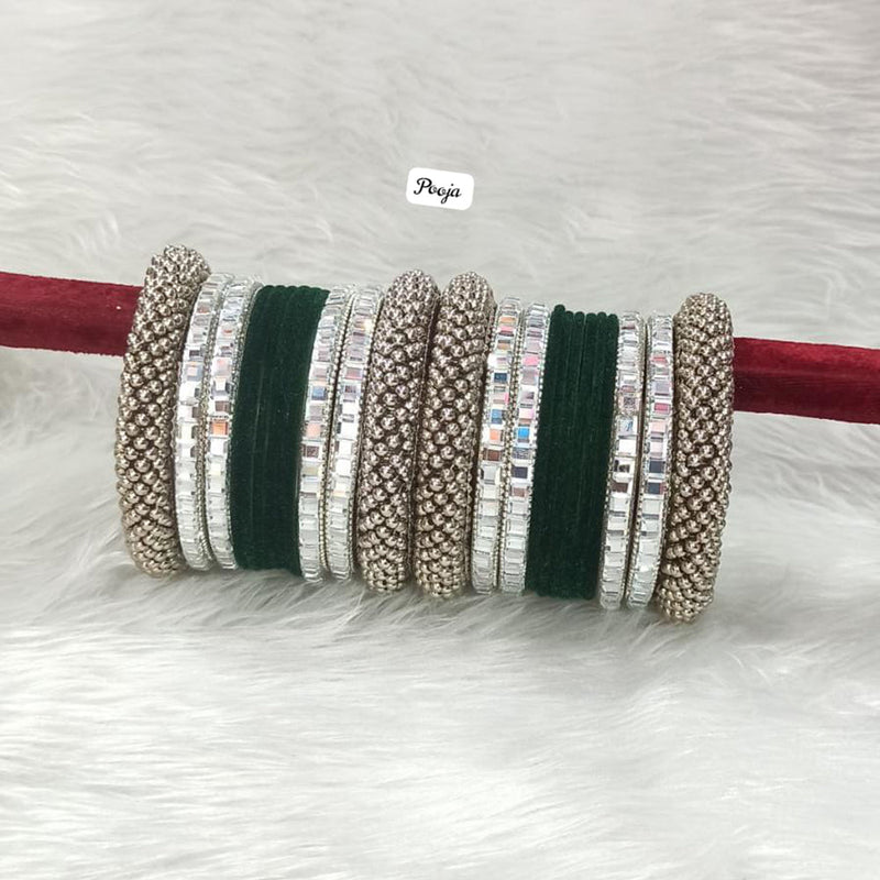 Pooja Bangles Silver Plated Velvet Bangles Set