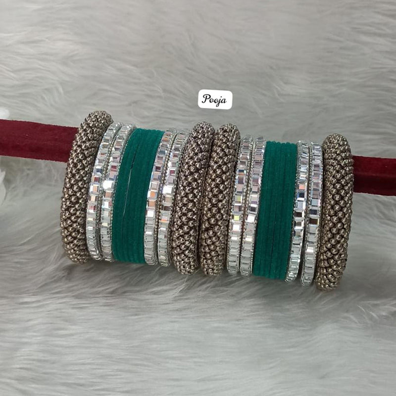 Pooja Bangles Silver Plated Velvet Bangles Set