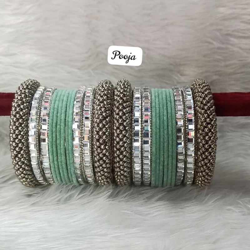 Pooja Bangles Silver Plated Velvet Bangles Set