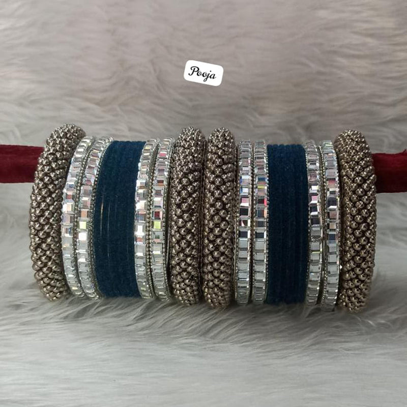 Pooja Bangles Silver Plated Velvet Bangles Set