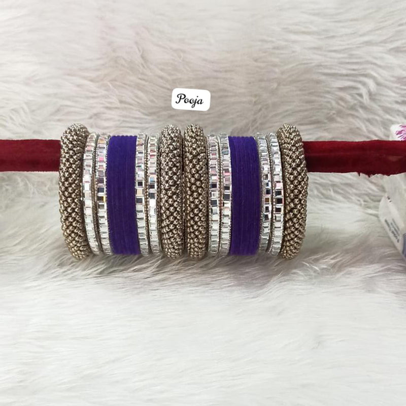 Pooja Bangles Silver Plated Velvet Bangles Set