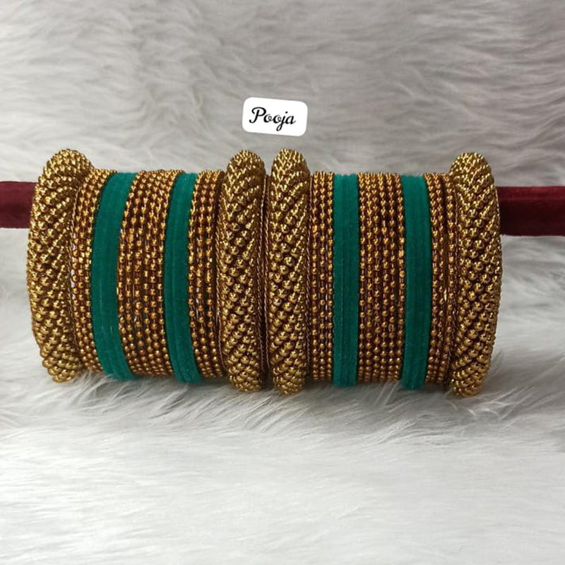 Pooja Bangles Gold Plated Velvet Bangles Set