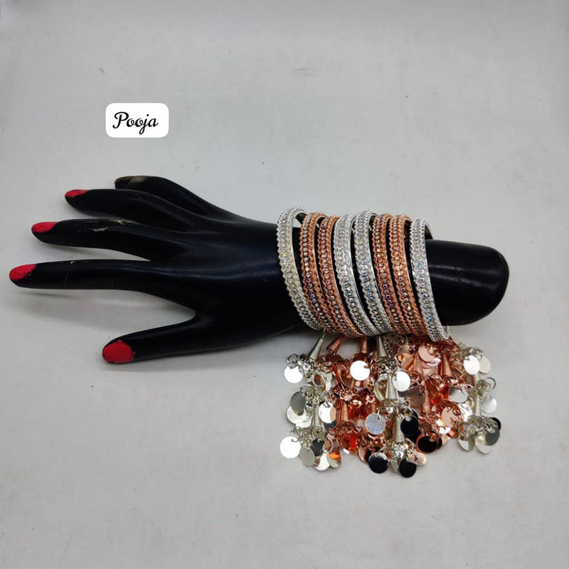 Pooja Bagles 2 tone Plated Bangles Set