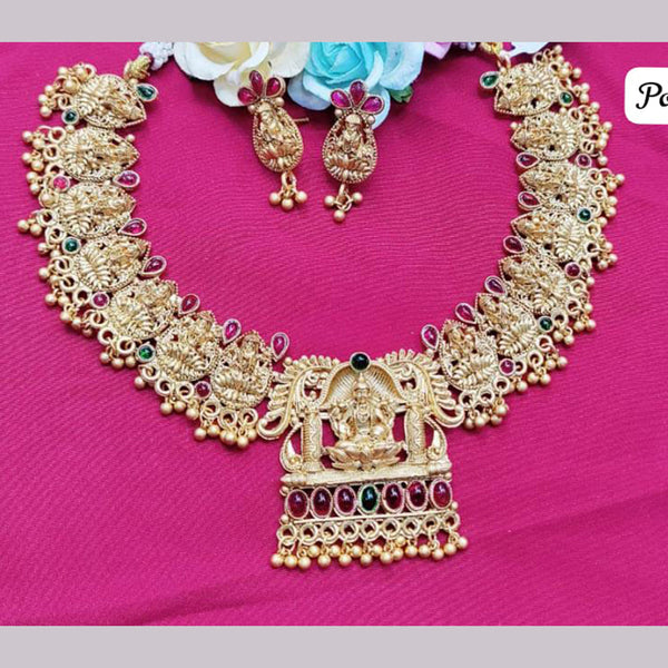 Pooja Bagles Gold Plated Temple Necklace Set