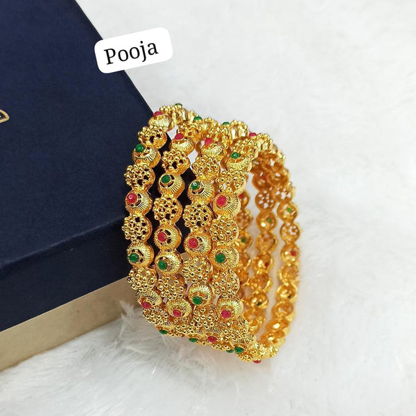 Pooja Bangles Gold Plated Pota Stone Bangles Set