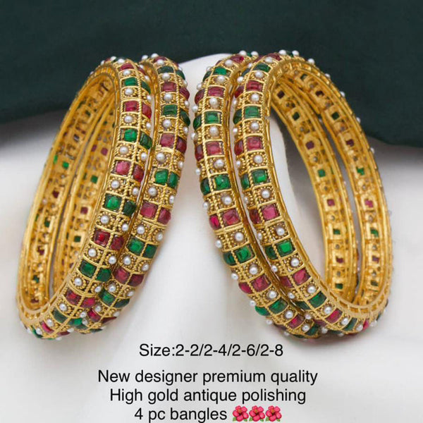 Pooja Bangles Gold Plated Pota Stone Bangles Set