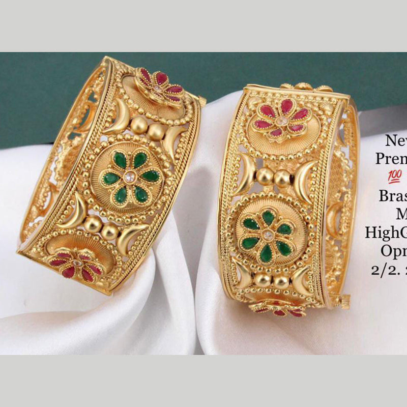 Pooja Bangles Gold Plated Pota Stone Bangles Set