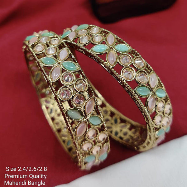 Pooja Bangles Gold Plated Crystal Stone Bangles Set