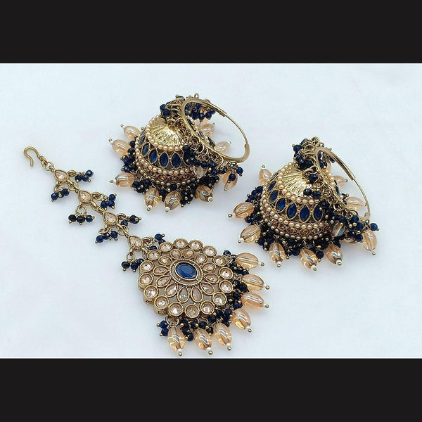 Pooja Bangles Gold Plated Jhumki Earrings With Maangtikka-10743116