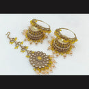 Pooja Bangles Gold Plated Jhumki Earrings With Maangtikka-10743116