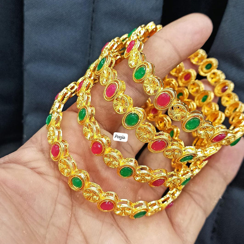 Pooja Bangles Gold Plated Pota Stone Bangles Set