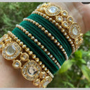 Pooja Bangles Gold Plated Kundan and Velvet Bangles Set