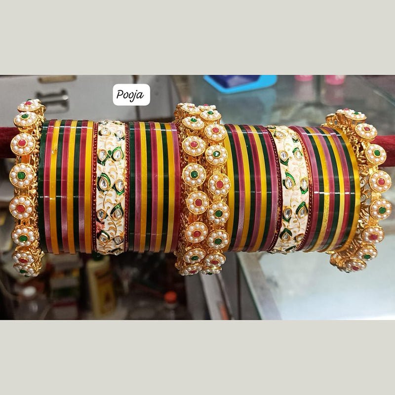 Pooja Bangles Gold Plated Acrylic Bangles Set