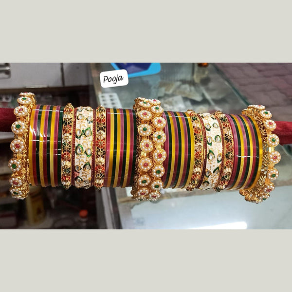 Pooja Bangles Gold Plated Acrylic Bangles Set