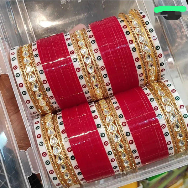 Pooja Bangles Gold Plated Kundan Acrylic Bangles Set