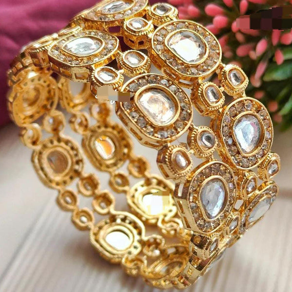 Pooja Bangles Gold Plated Crystal Stone Bangles Set