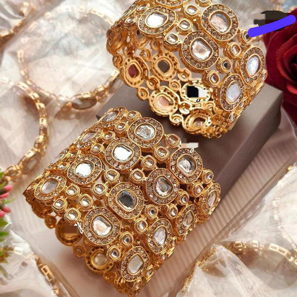 Pooja Bangles Gold Plated Crystal Stone Bangles Set