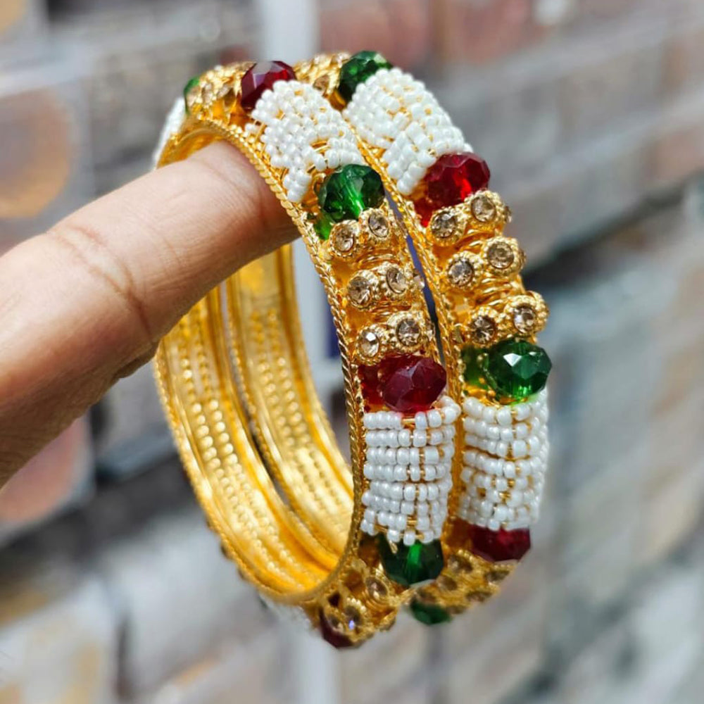 Pooja Bangles Gold Plated Pearl Bangles Set