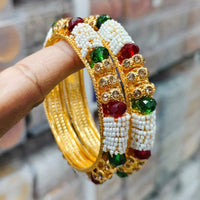 Pooja Bangles Gold Plated Pearl Bangles Set