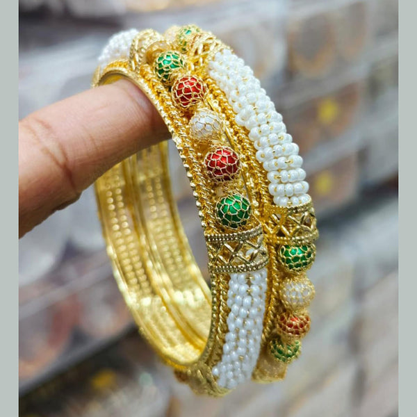 Pooja Bangles Gold Plated Pearl Bangles Set