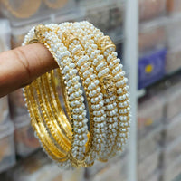 Pooja Bangles Gold Plated Pearl Bangles Set