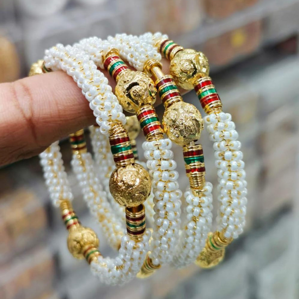 Pooja Bangles Gold Plated Pearl Bangles Set