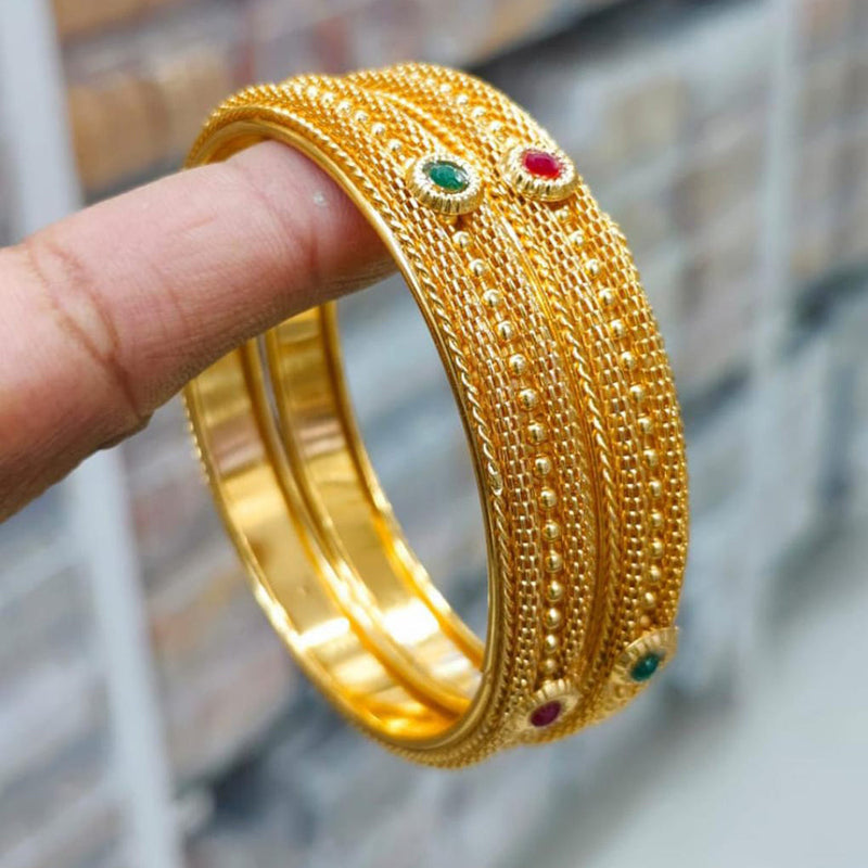 Pooja Bangles Gold Plated Pota Stone Bangles Set