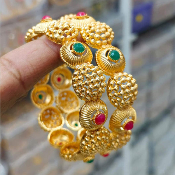 Pooja Bangles Gold Plated Pota Stone Bangles Set