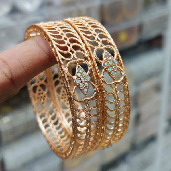 Pooja Bangles Rose Gold Plated Austrian Stone Bangles Set