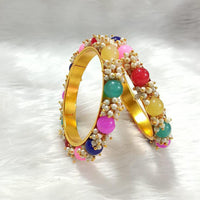 Pooja Bangles Gold  Plated Pearl Bangle Set