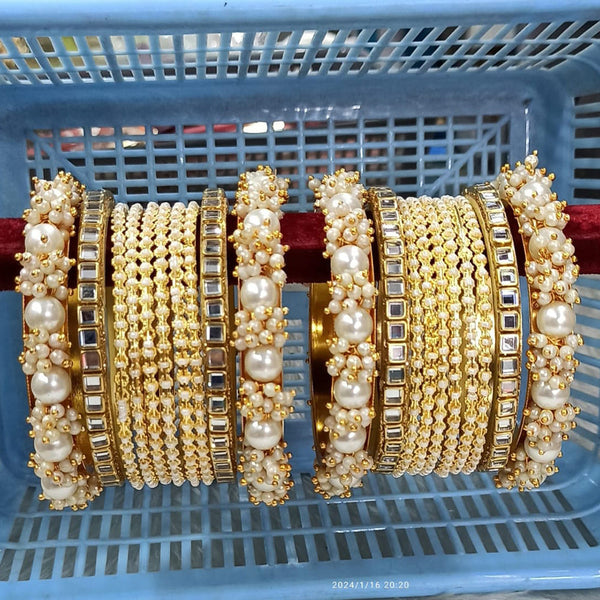 Pooja Bangles Gold  Plated Pearl Bangle Set