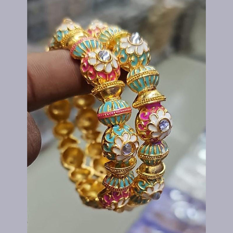 Pooja Bangles Gold Plated Meenakari Bangles Set