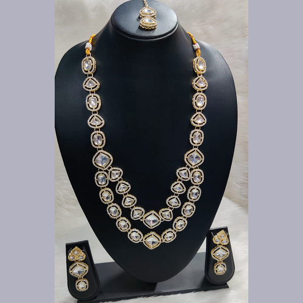 Pooja Bangles Gold Plated Crystal Stone Long Necklace Set