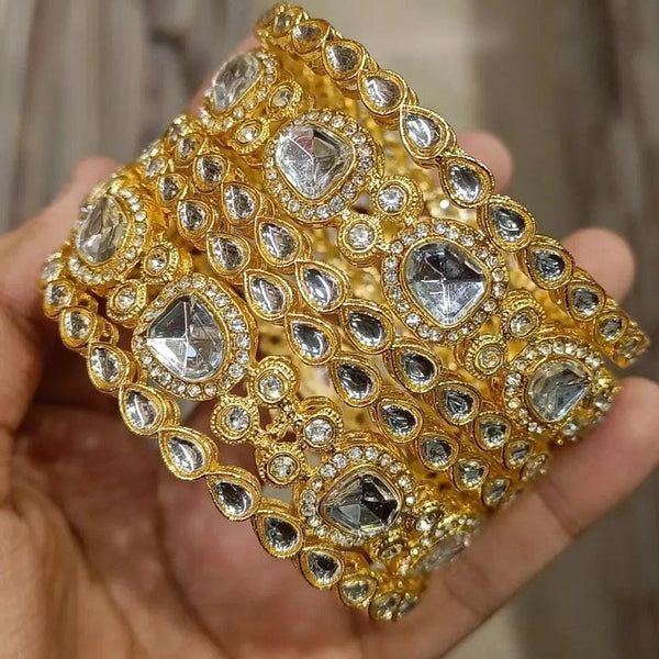 Pooja Bangles Gold Plated Crystal Stone Bangles Set