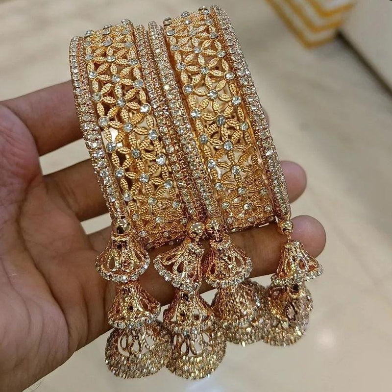 Pooja Bangles Gold Plated Austrian Stone Bangles Set