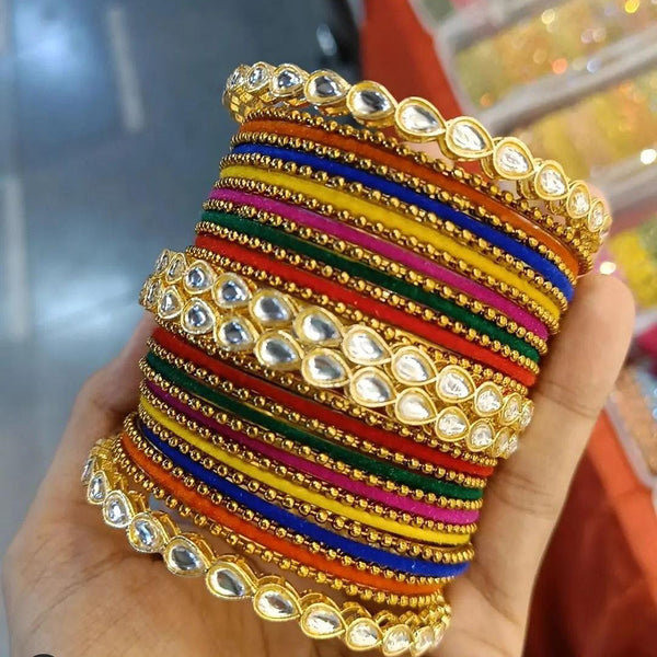 Pooja Bangles Gold Plated Velvet Bangles Set