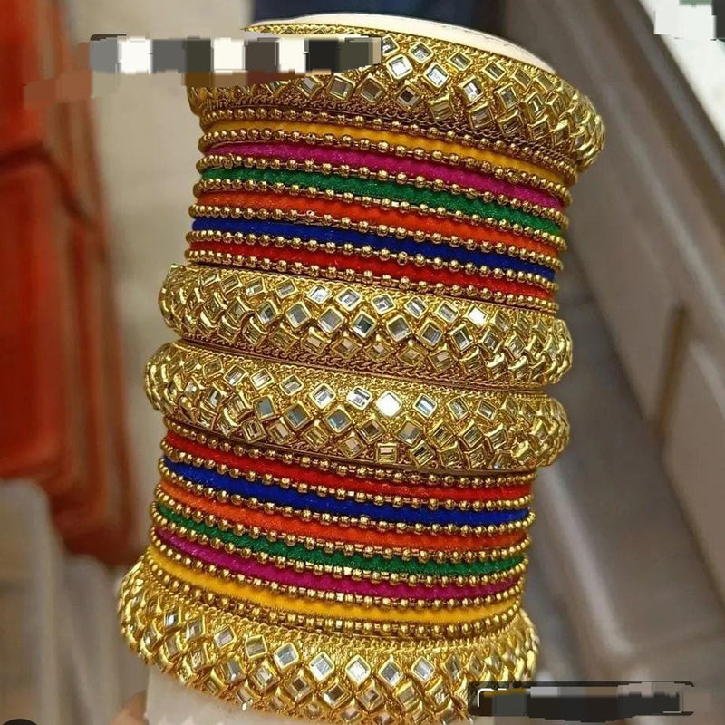 Pooja Bangles Gold Plated Velvet Bangles Set