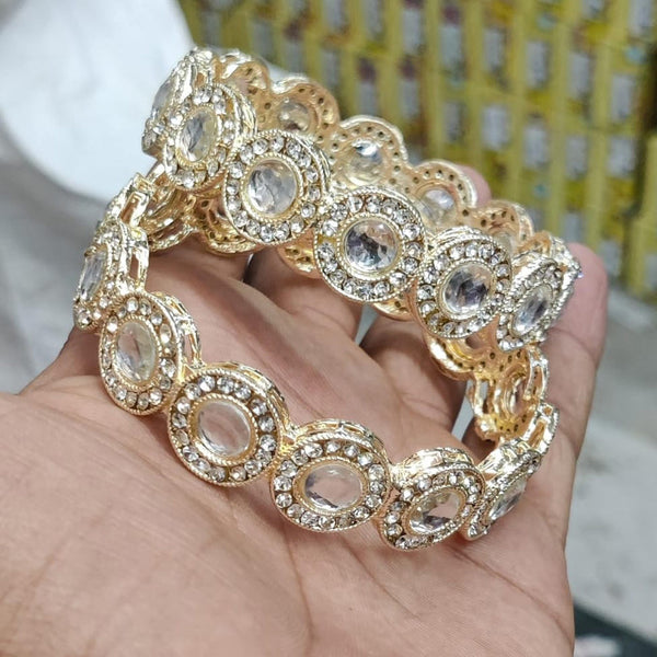 Pooja Bangles Gold Plated Crystal Stone Bangles Set