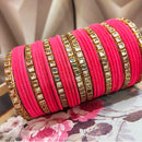 Pooja Bangles Gold Plated Kundan And Velvet Bangles Set