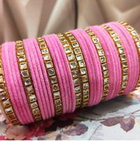 Pooja Bangles Gold Plated Kundan And Velvet Bangles Set