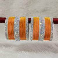 Pooja Bangles Sliver Plated Austrian Stone And Velvet Bangles Set