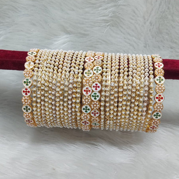 Pooja Bangles Meenakari And Pearl Bangles Set