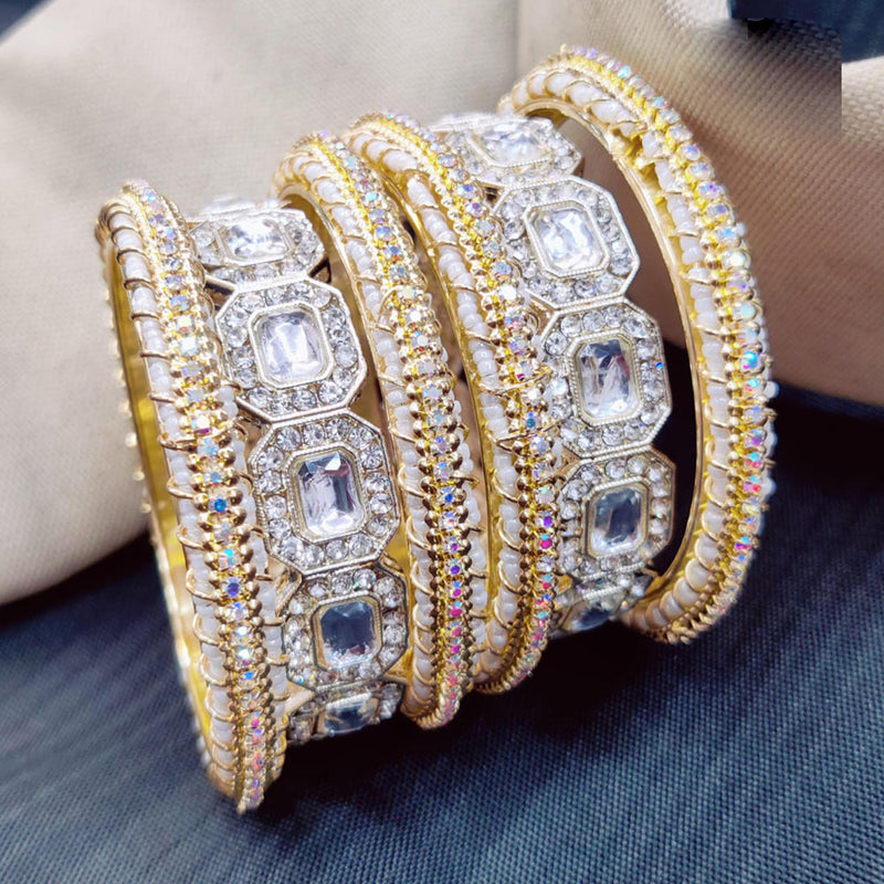 Pooja Bangles Gold Plated Austrian Stone Bangles Set