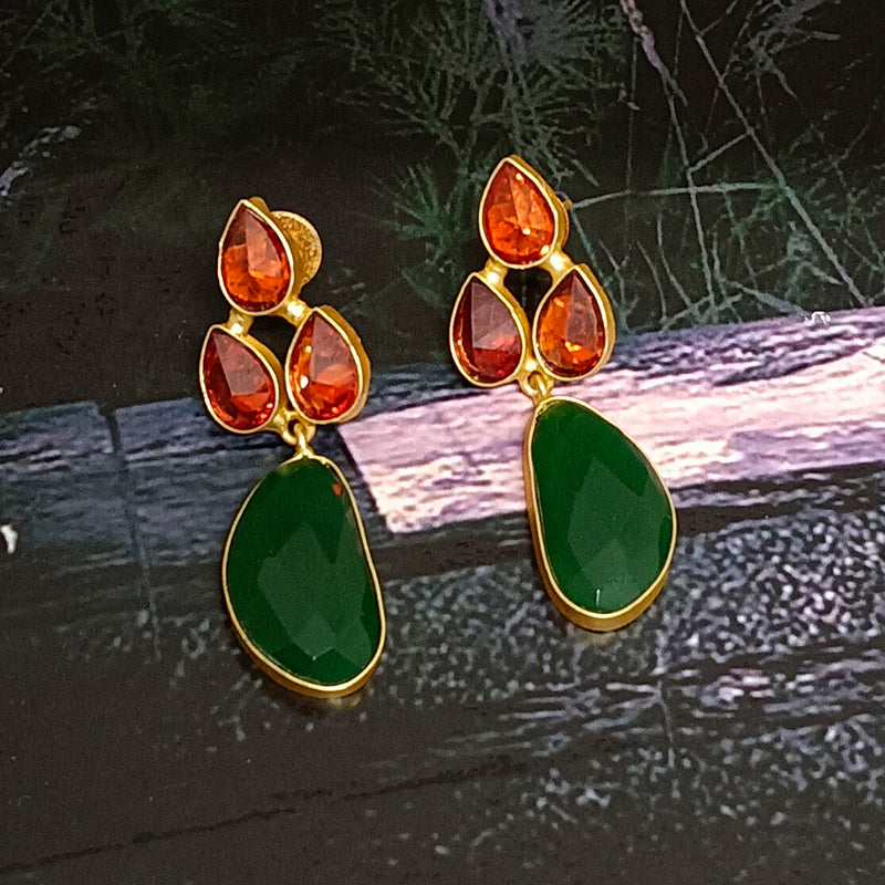 Bhavi Jewels Gold Plated Crystal Dangler Earrings