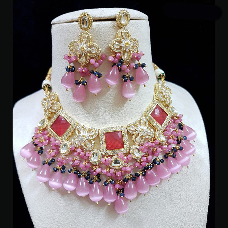 Shubhratnam Jewellers Gold Plated AD Necklace Set